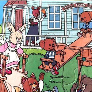 Vintage Golden Frame-Tray Puzzle Maple Town School Scene Ages 3 To 7 4514D-35 19